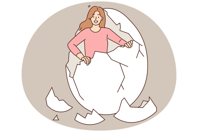 Woman break shell take out of egg  Illustration