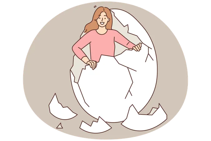 Woman break shell take out of egg  Illustration