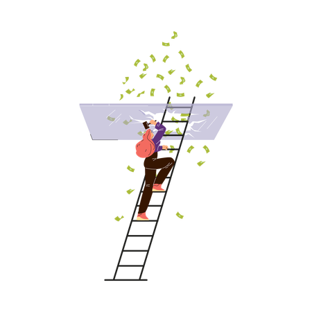 Woman breaking a glass barrier symbolizing ambition and equality  Illustration