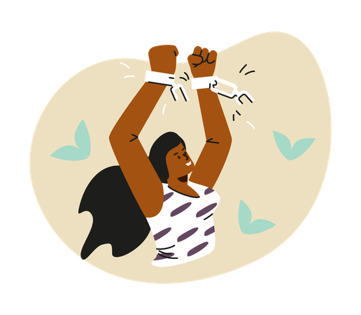 Woman breaking free  Illustration