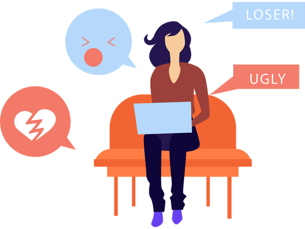 Woman Breaking up text  Illustration