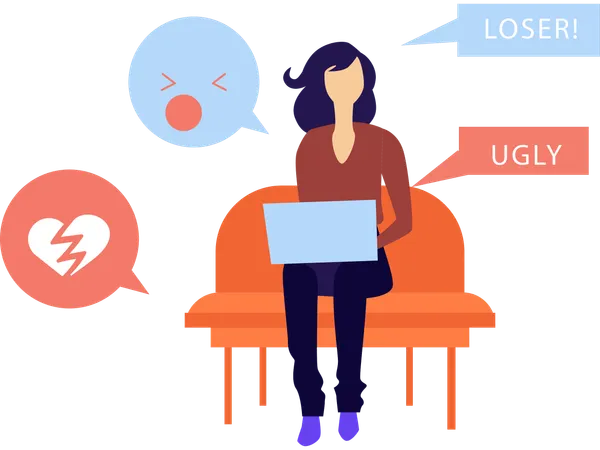 Woman Breaking up text  Illustration