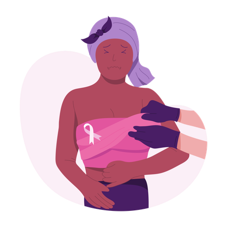 Woman Breast cancer Checkup  Illustration