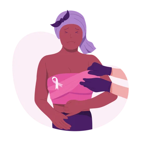 Woman Breast cancer Checkup  Illustration