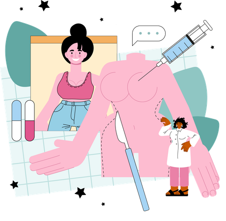 Woman breast operation  Illustration