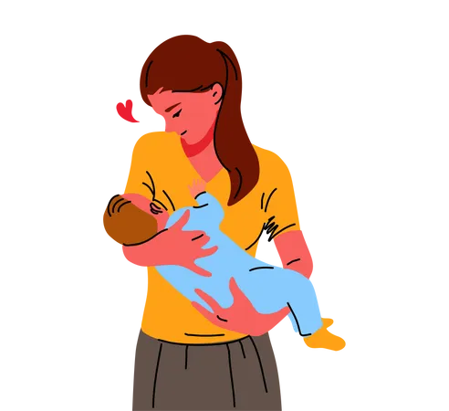 Woman breastfeeding baby  Illustration