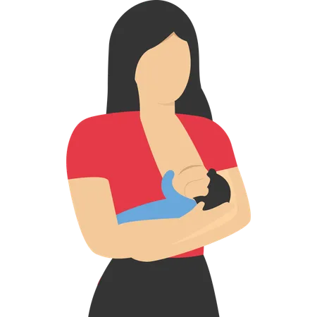 Woman breastfeeding her newborn baby  Illustration