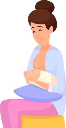 Woman Breastfeeding Kid  Illustration