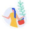 girl shopping vegetables illustrations