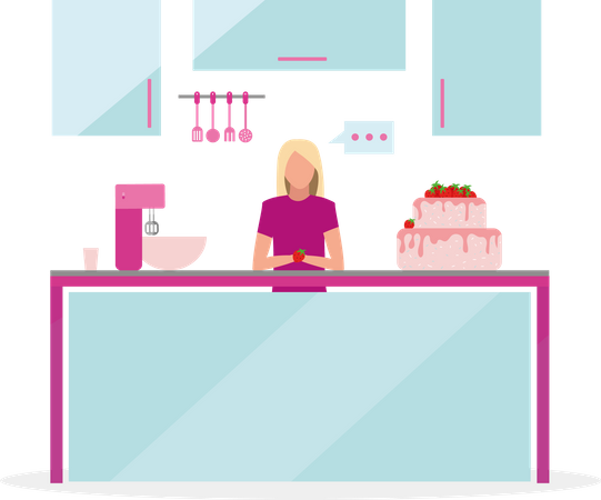 Woman broadcasting cooking show Illustration