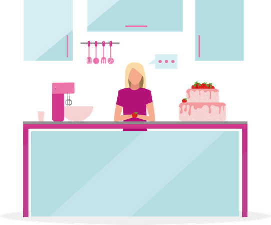 Woman broadcasting cooking show  Illustration