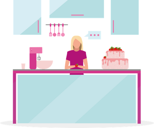 Woman broadcasting cooking show  Illustration