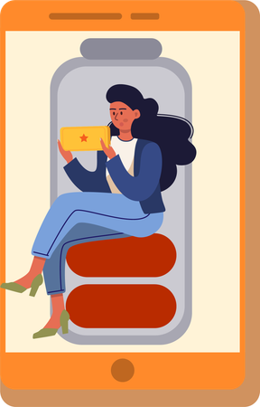 Woman browsing on phone  Illustration