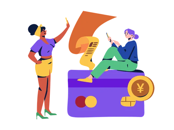 Woman browsing shopping application  Illustration