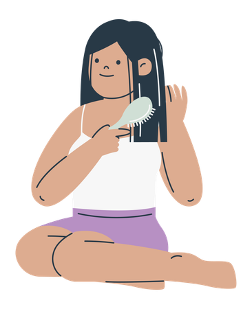 Woman Brushing Her Hair  Illustration