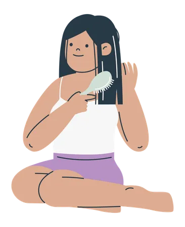 Woman Brushing Her Hair  Illustration