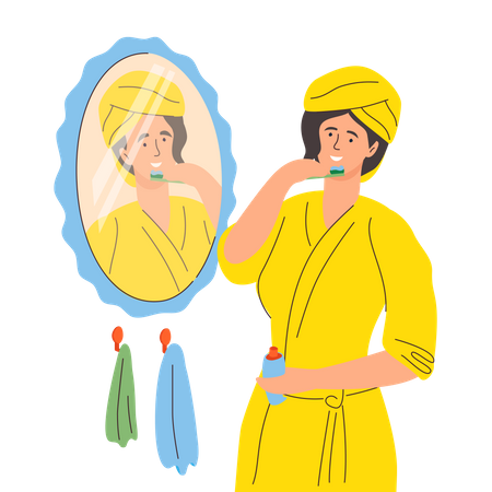 Woman brushing her teeth  Illustration