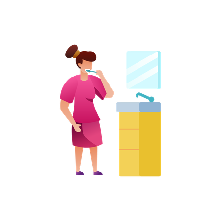 Woman brushing teeth  Illustration