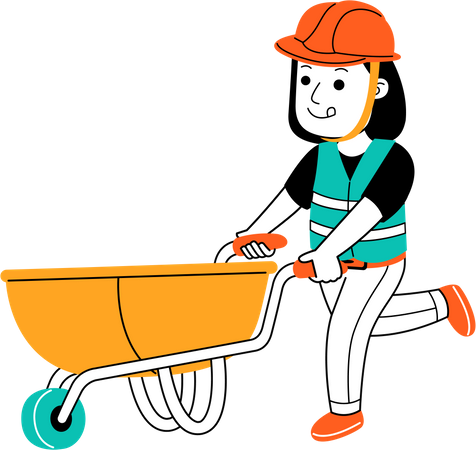 Woman Builder with trolley  Illustration