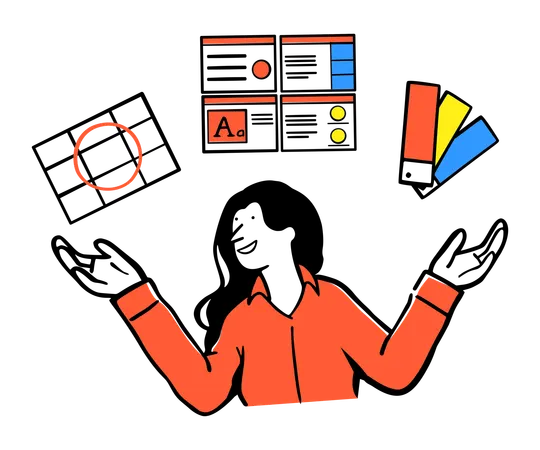Woman Building Brand Identity  Illustration