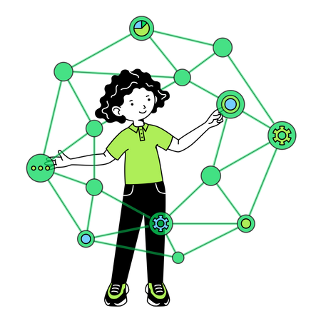 Woman building the project chain  Illustration