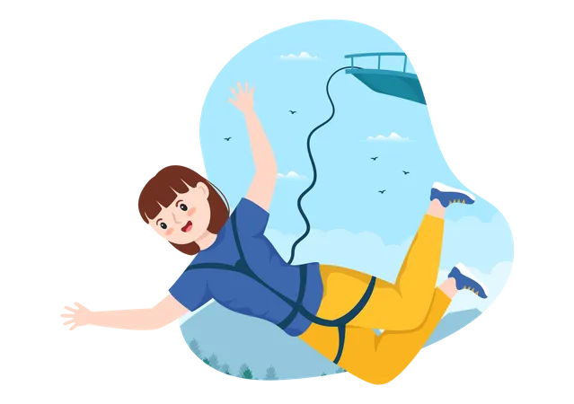 Woman Bungee Jumping Illustration