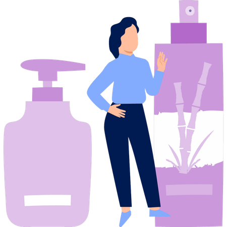 Woman busing spray perfume  Illustration