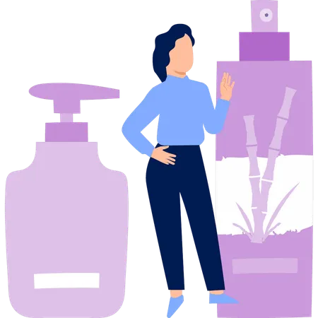 Woman busing spray perfume  Illustration