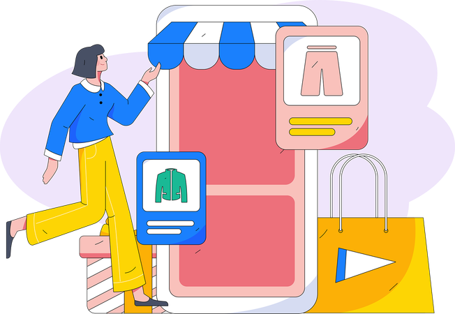 Woman buy fashion products online  Illustration