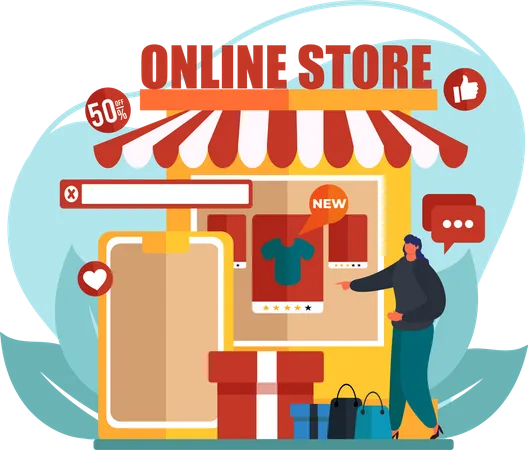 Woman buy from online shop  Illustration