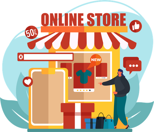 Woman buy from online shop  Illustration