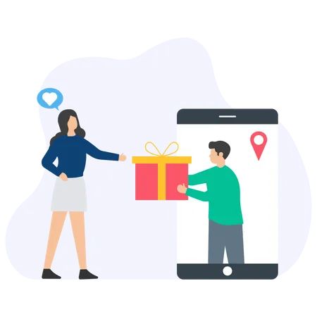 Woman Buy Gift  Illustration