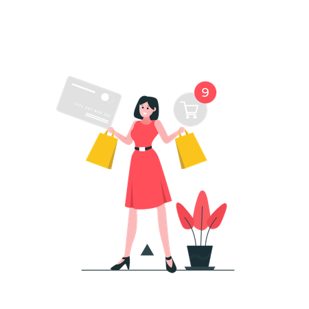 Woman Buy Goods  Illustration