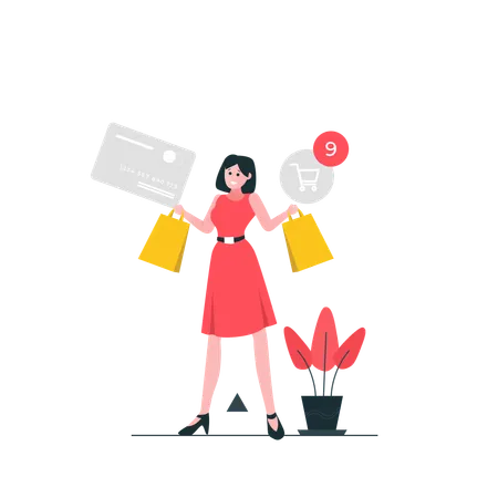 Woman Buy Goods  Illustration