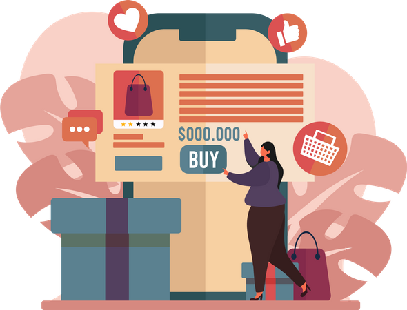 Woman Buy Items online  Illustration