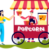 street popcorn cart illustration
