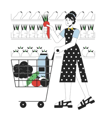 Woman buy vegetables  Illustration