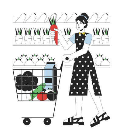 Woman buy vegetables  Illustration