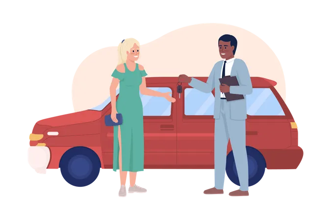 Woman buying car  Illustration