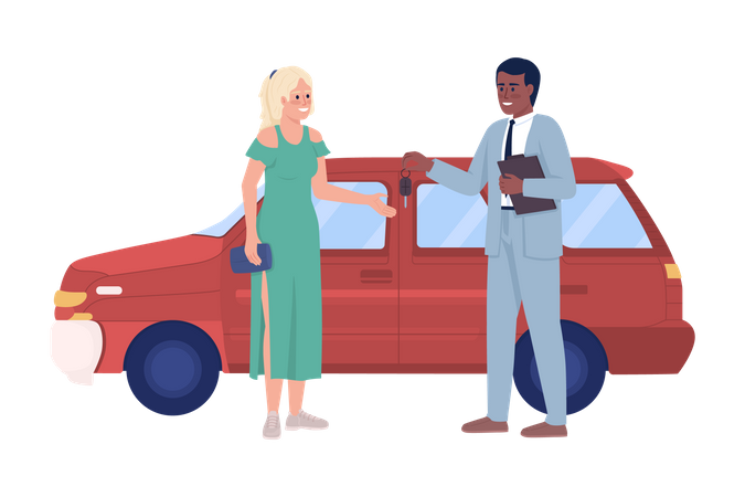 Woman buying car  Illustration