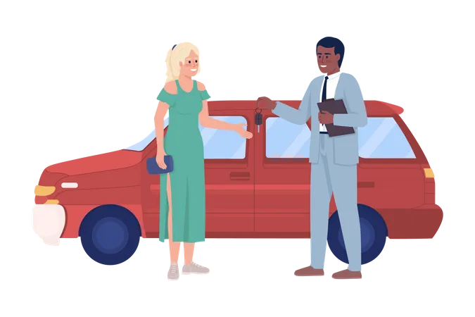 Woman buying car  Illustration