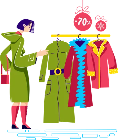 Woman buying clothes Illustration