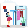 illustration girl buying clothes