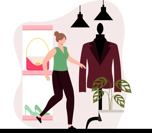 Woman buying clothes  Illustration