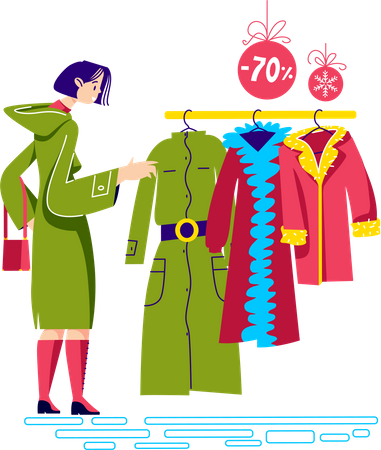 Woman buying clothes  Illustration