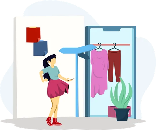 Woman buying clothes  Illustration