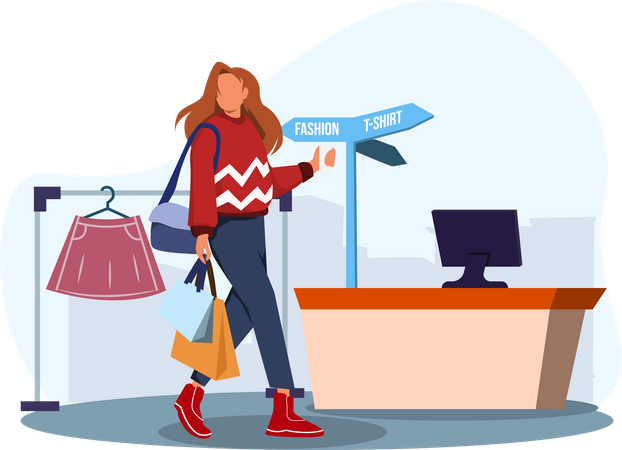 Woman buying clothes  Illustration