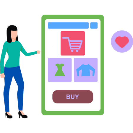 Woman buying clothes online  Illustration