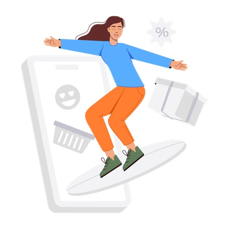 Woman buying clothes online  Illustration