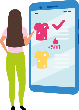 Woman buying clothes online  Illustration